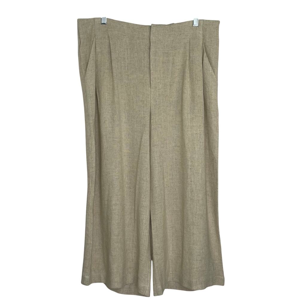Soft Surroundings Cream Wide Leg Crop Linen Blend Women's pants XL(18) NWT